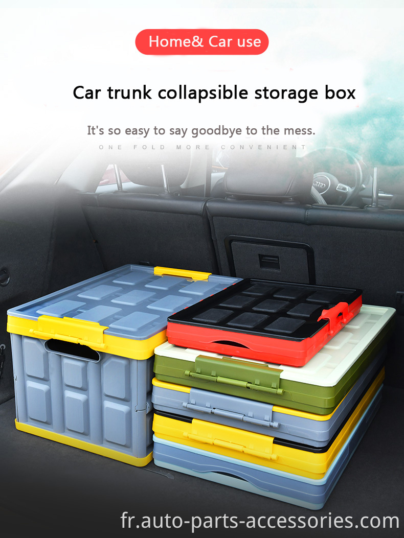 Accueil extérieur multifonctionnel 30L Box de stockage de stockage en plastique à poignée humanisée à grande capacité pour le coffre de voiture